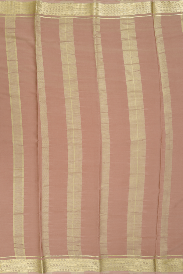 Mysore Silk Saree In Plain Rose Brown With Zari Border