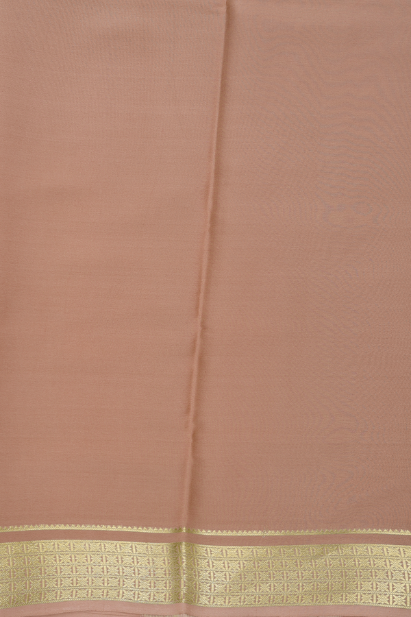 Mysore Silk Saree In Plain Rose Brown With Zari Border