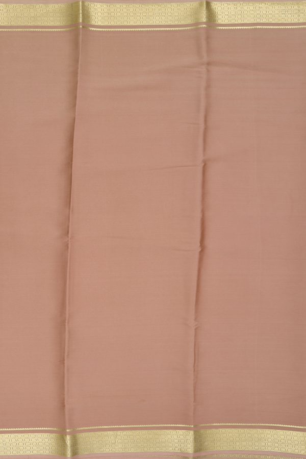 Mysore Silk Saree In Plain Rose Brown With Zari Border