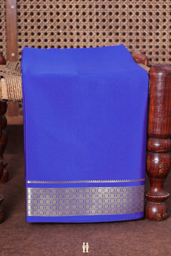 Mysore Silk Saree In Indigo Blue With Zari Border