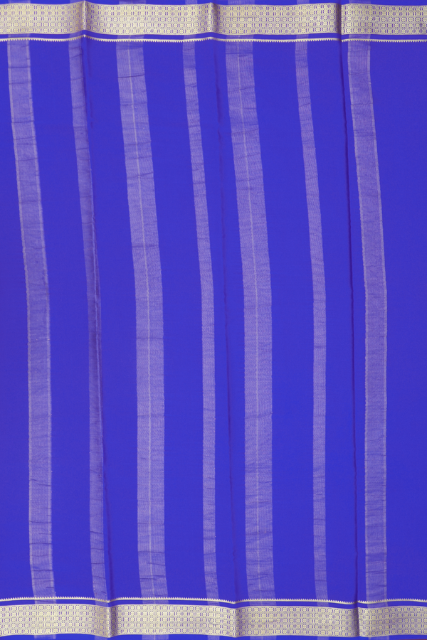 Mysore Silk Saree In Indigo Blue With Zari Border