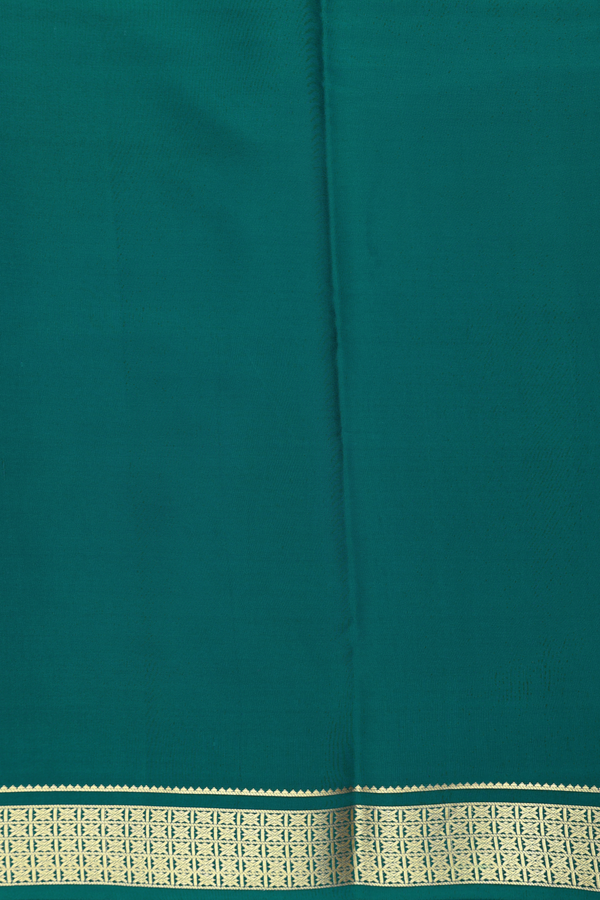 Mysore Silk Saree In Plain Teal Blue With Zari Border