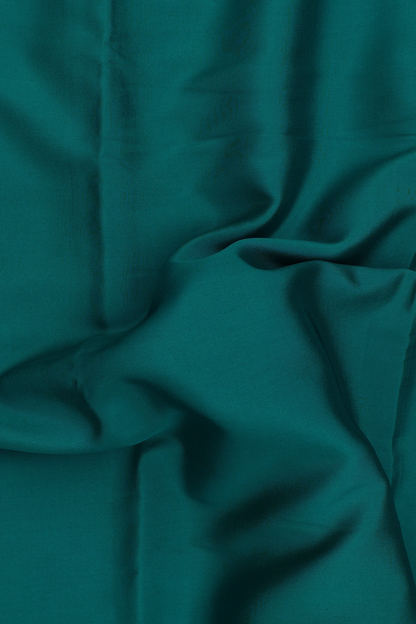 Mysore Silk Saree In Plain Teal Blue With Zari Border