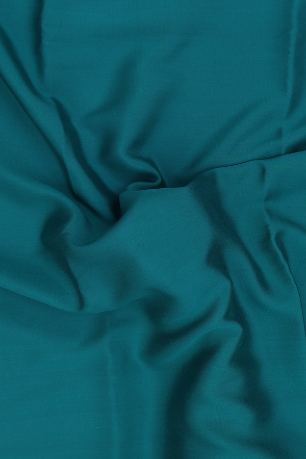 Mysore Silk Saree In Plain Teal Blue With Paisley Border
