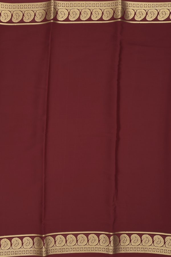 Mysore Silk Saree In Burgundy Red With Paisley Border