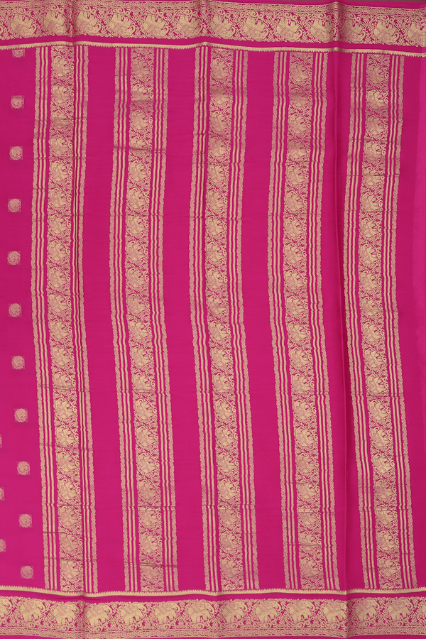 Mysore Silk Saree In Dark Pink With Zari Buttas