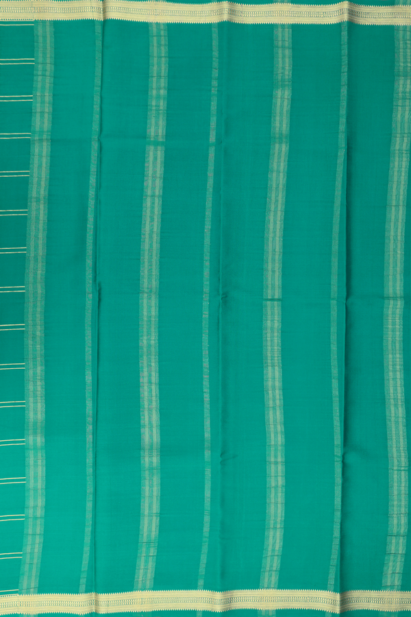 Mysore Silk Saree In Teal Green With Checks Design