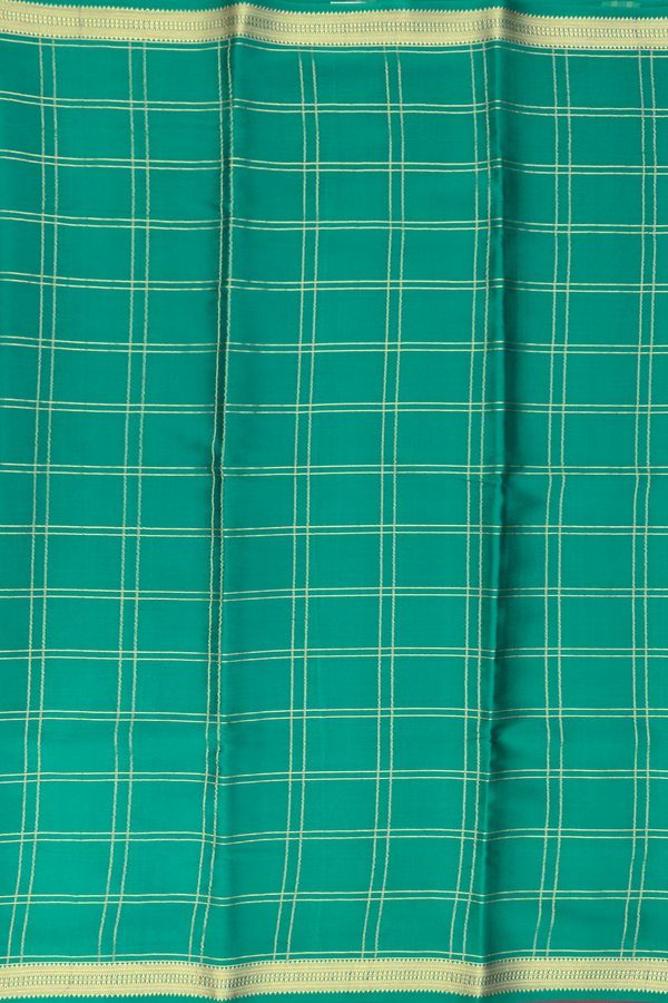 Mysore Silk Saree In Teal Green With Checks Design
