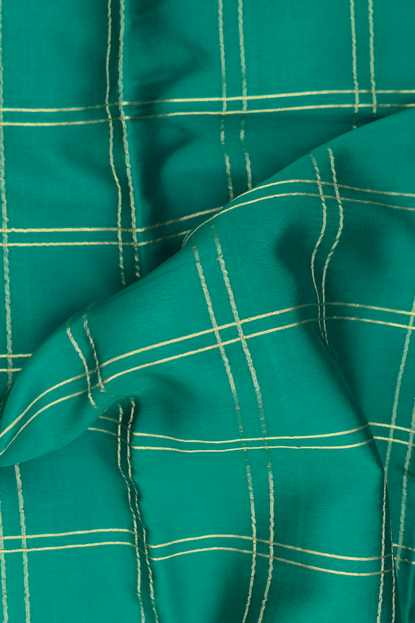 Mysore Silk Saree In Teal Green With Checks Design