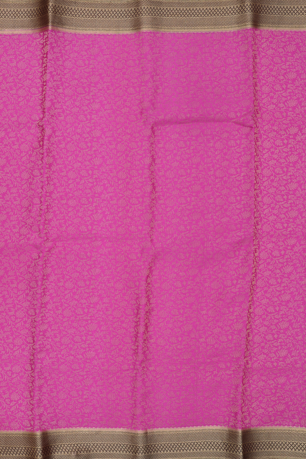 Mysore Silk Saree In Magenta With Floral Design