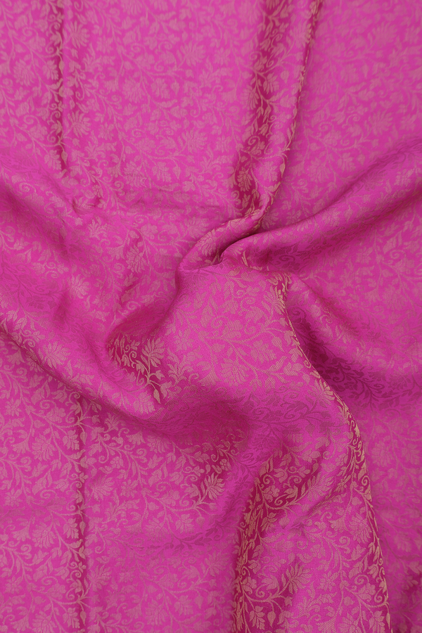 Mysore Silk Saree In Magenta With Floral Design