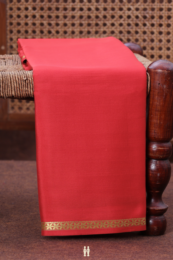 Mysore Silk Saree In Chilli Red With Zari Border