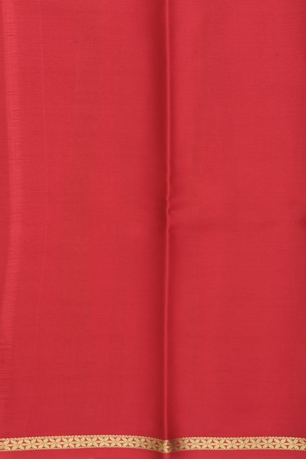 Mysore Silk Saree In Chilli Red With Zari Border