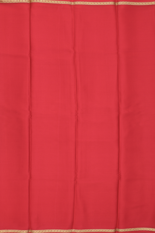 Mysore Silk Saree In Chilli Red With Zari Border