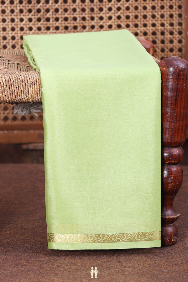Mysore Silk Saree In Plain Pastel Green With Floral Border