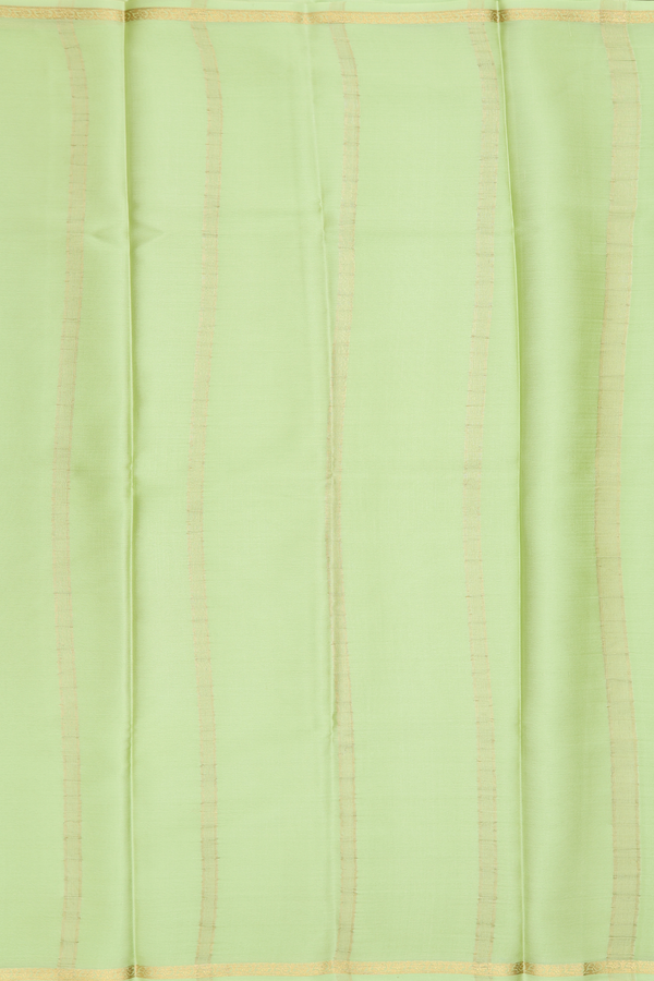 Mysore Silk Saree In Plain Pastel Green With Floral Border