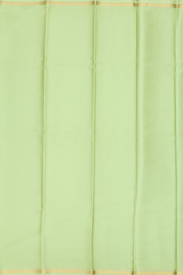 Mysore Silk Saree In Plain Pastel Green With Floral Border