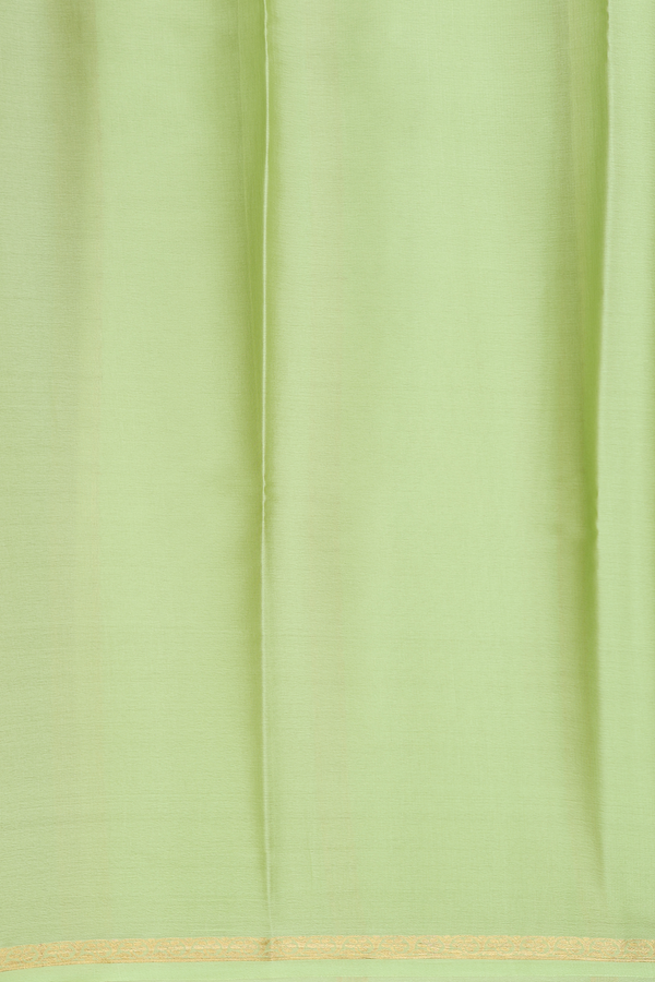 Mysore Silk Saree In Plain Pastel Green With Floral Border