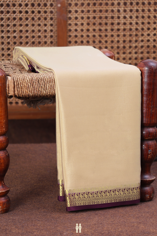 Mysore Silk Saree In Cream Color With Contrast Border