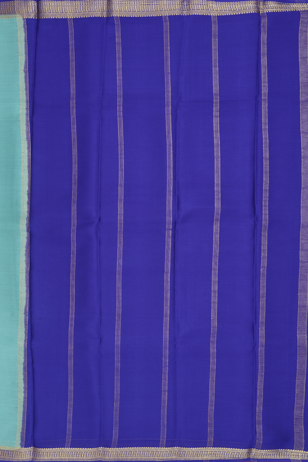 Mysore Silk Saree In Plain Dusty Mint With Contrast Border