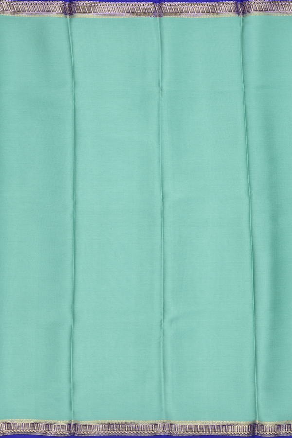 Mysore Silk Saree In Plain Dusty Mint With Contrast Border