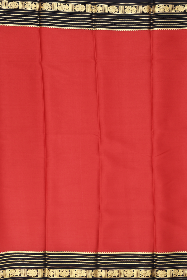 Mysore Silk Saree In Scarlet Red With Contrast Border