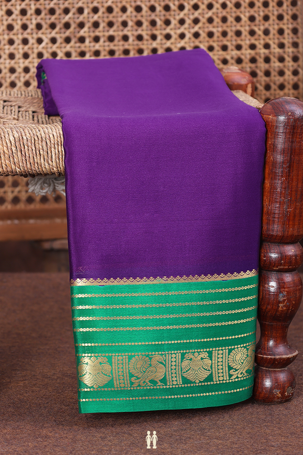 Mysore Silk Saree In Grape Purple With Contrast Border
