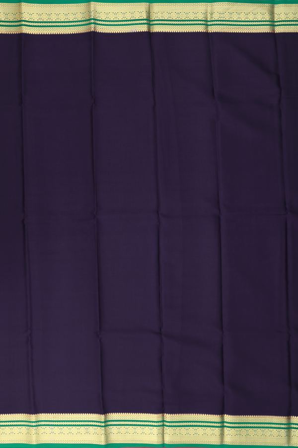 Mysore Silk Saree In Deep Purple With Contrast Border