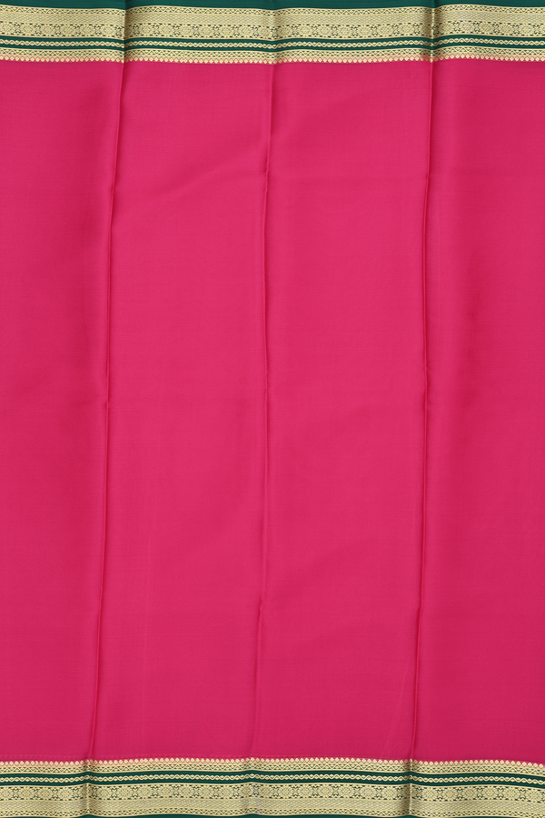 Mysore Silk Saree In Rose Red With Contrast Border