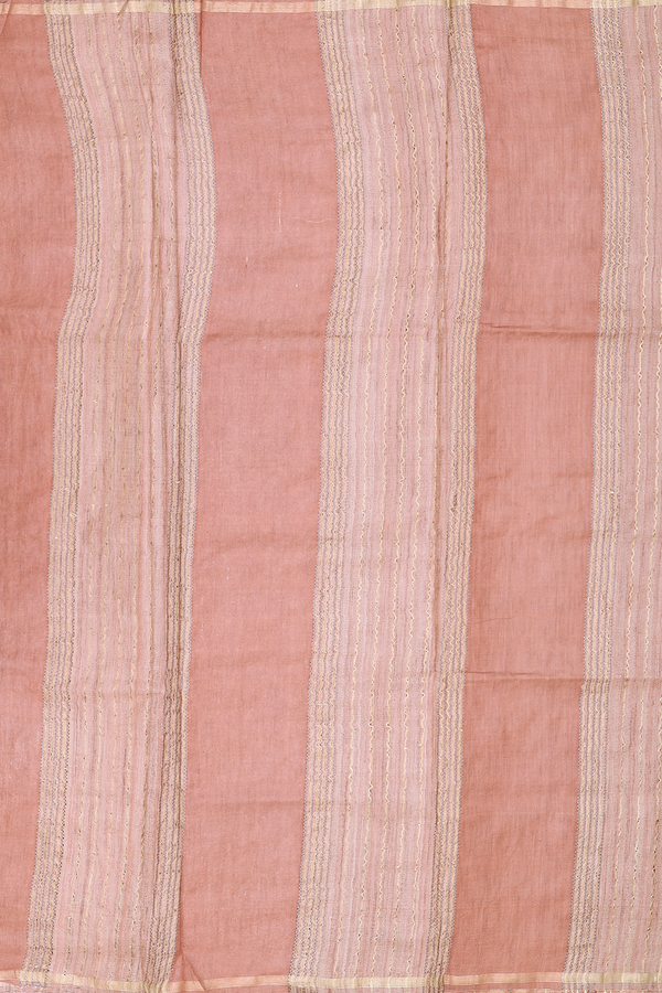 Tussar Silk Saree In Rose Brown With Checks Design