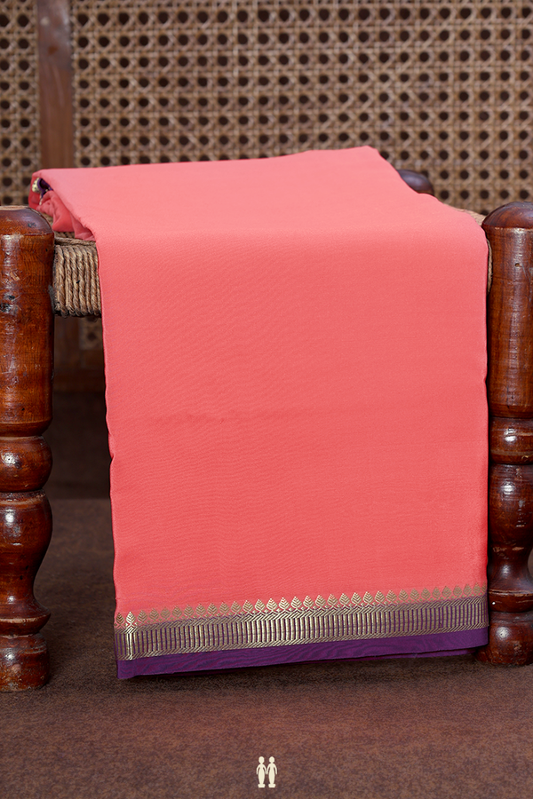 Mysore Silk Saree In Punch Pink With Contrast Border