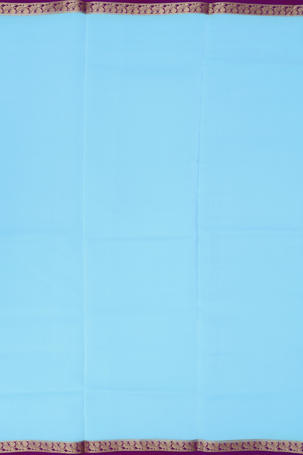 Mysore Silk Saree In Light Blue With Contrast Border