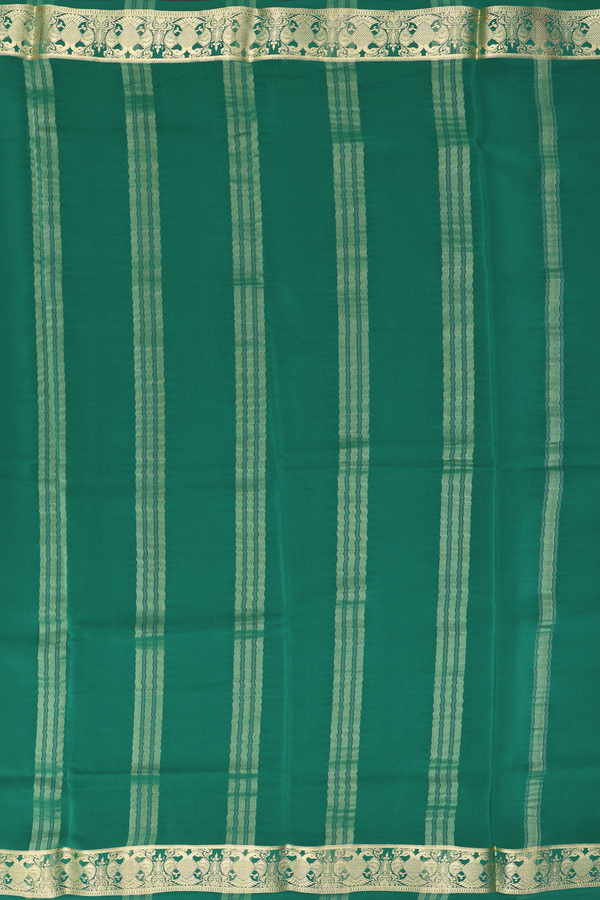 Mysore Silk Saree In Emerald Green With Zari Border