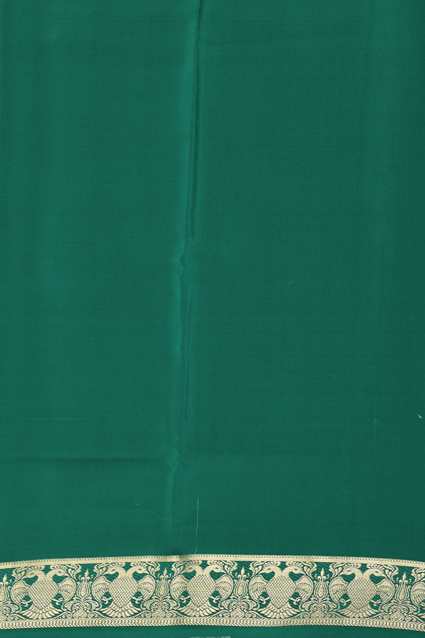 Mysore Silk Saree In Emerald Green With Zari Border