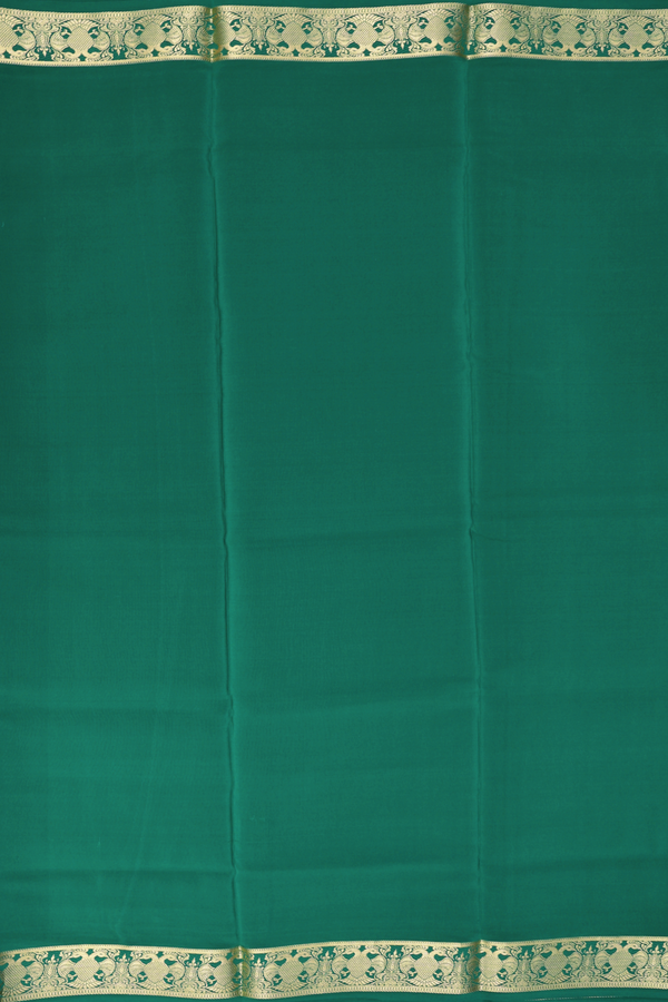 Mysore Silk Saree In Emerald Green With Zari Border