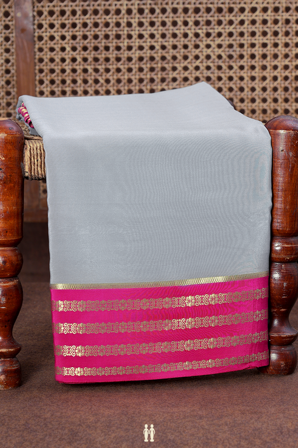 Mysore Silk Saree In Grey With Contrast Border