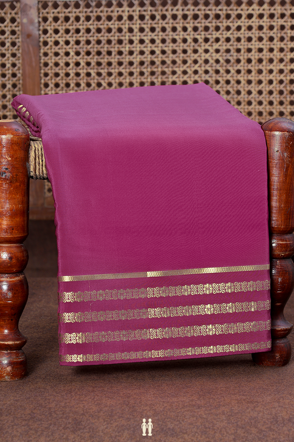 Mysore Silk Saree In Berry Purple With Zari Border