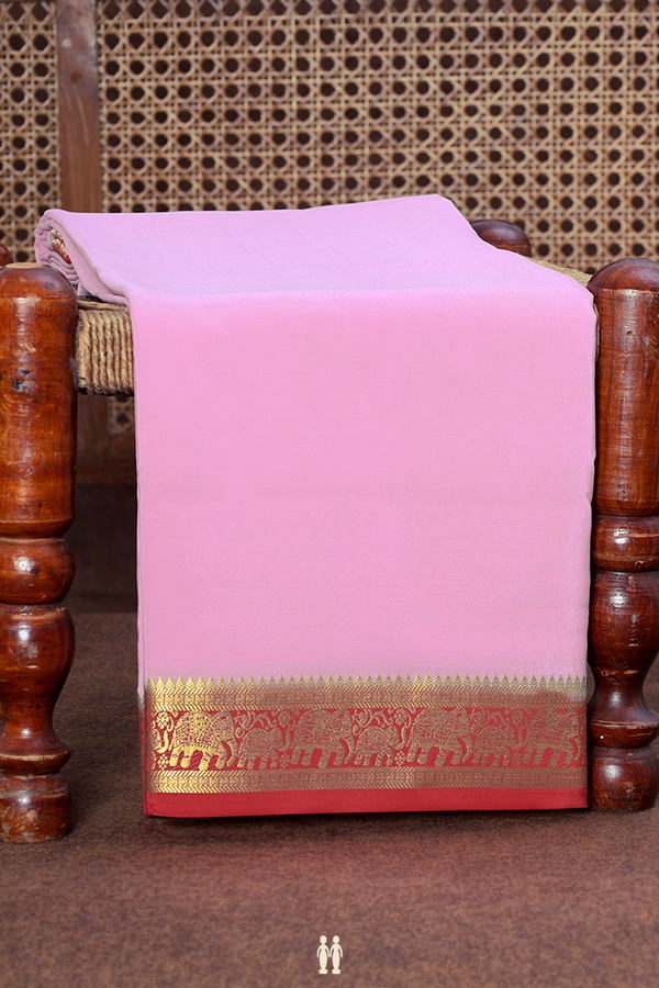Mysore Silk Saree In Light Pink With Contrast Border