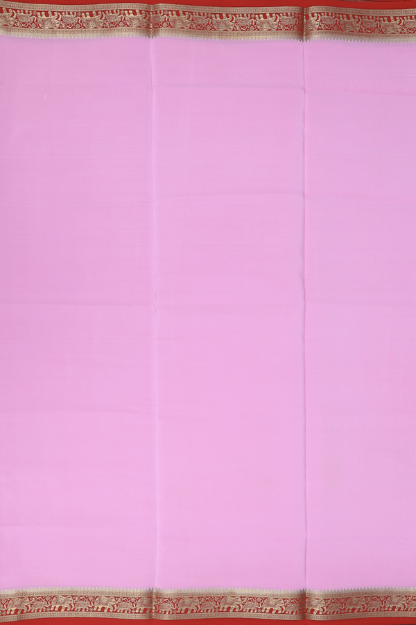Mysore Silk Saree In Light Pink With Contrast Border