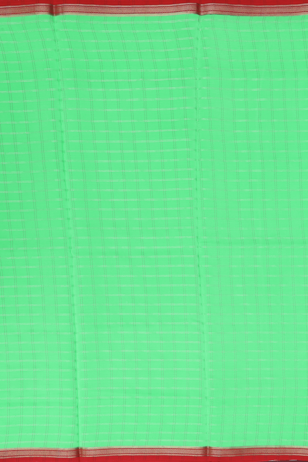 Mysore Silk Saree In Light Green With Checks Design