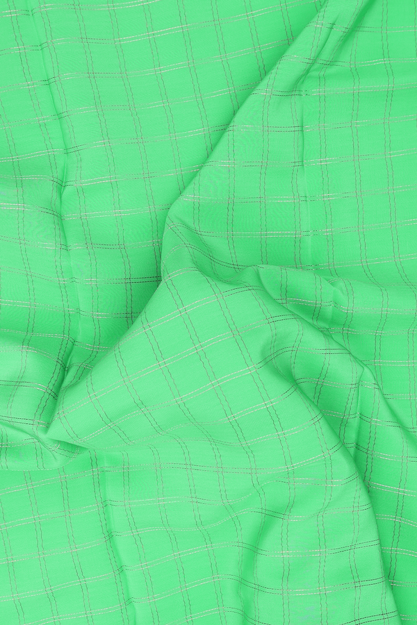 Mysore Silk Saree In Light Green With Checks Design