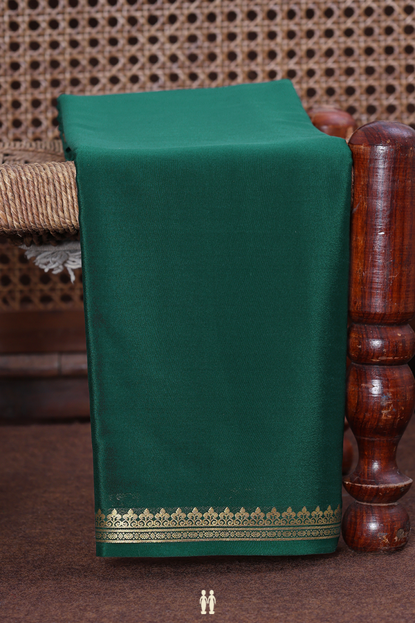 Mysore Silk Saree In Plain Forest Green With Floral Border
