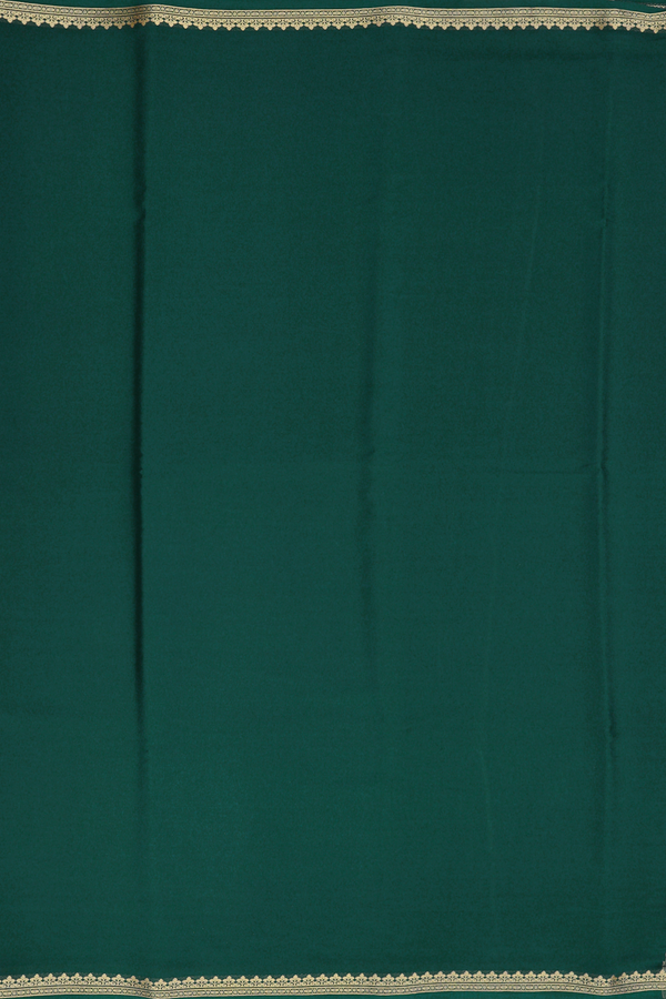 Mysore Silk Saree In Plain Forest Green With Floral Border