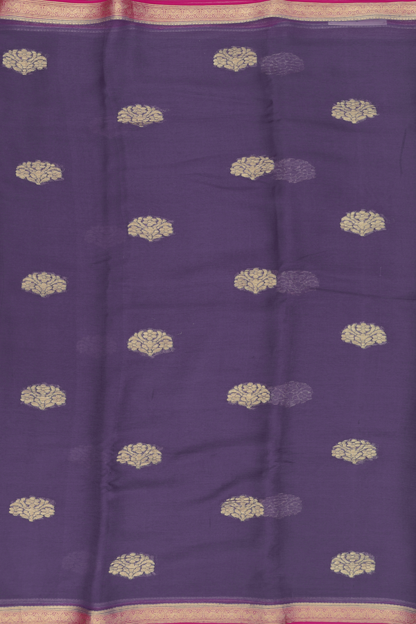Chiffon Saree In Deep Purple With Floral Buttas