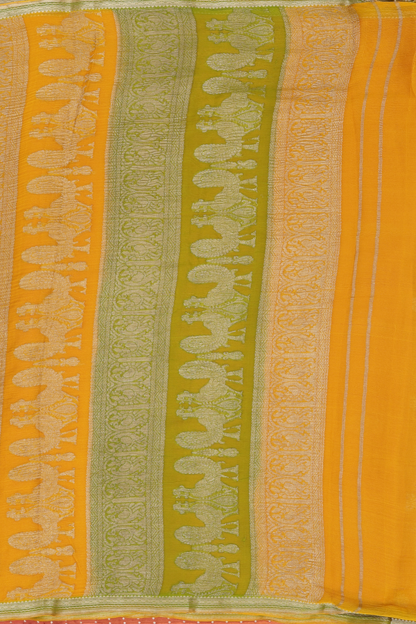 Chiffon Saree In Brown With Floral Buttas