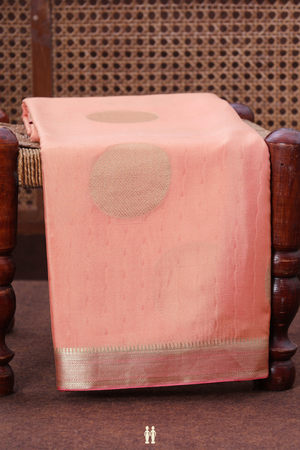Mysore Silk Saree In Peach With Circle Motifs