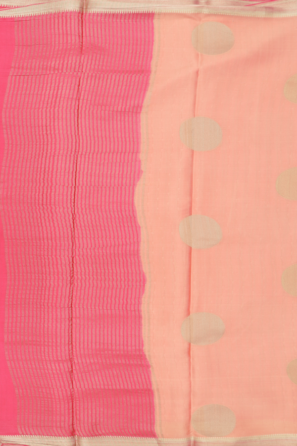 Mysore Silk Saree In Peach With Circle Motifs