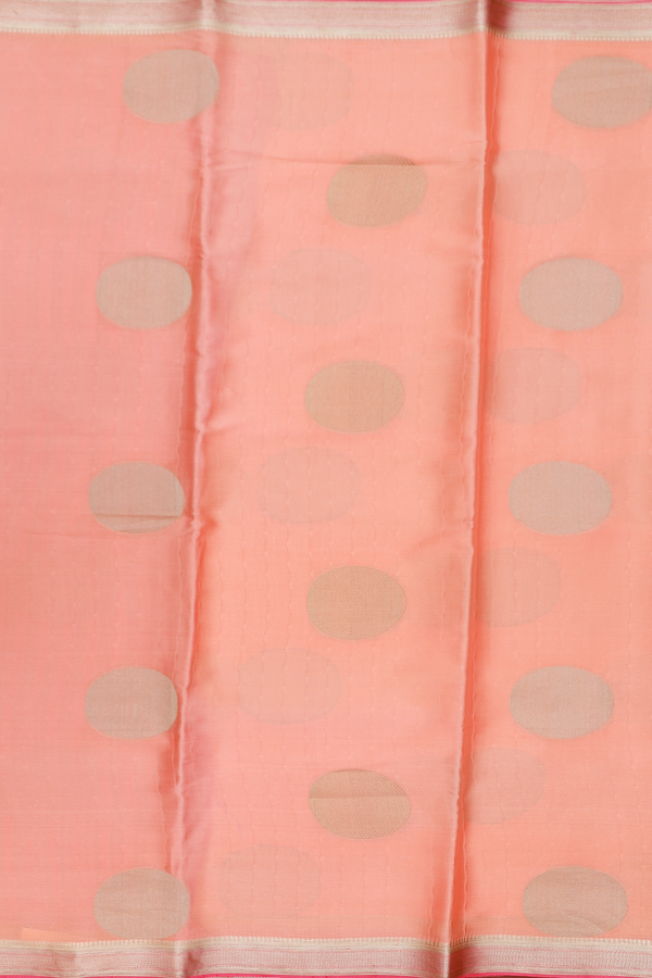 Mysore Silk Saree In Peach With Circle Motifs
