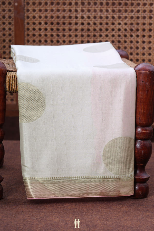 Mysore Silk Saree In Light Grey With Circle Motifs