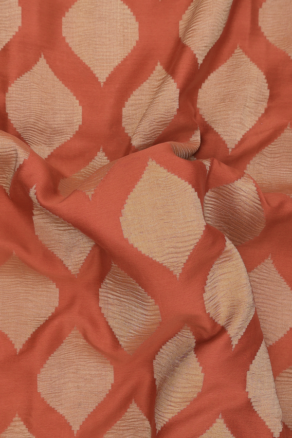 Mysore Silk Saree In Rust Orange With Ogee Design